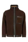 Fendi Brown Embossed Logo Jacket In Brown