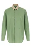 Fendi Contrast-collar Logo-embroidered Shirt In Green