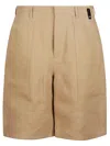 Fendi Camel Paper Bermuda Shorts In Brown