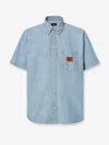 Fendi Collared Shirt With Pocket And Short Sleeves In Blue