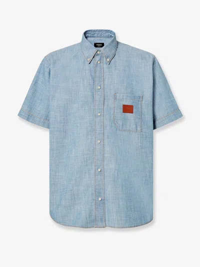 FENDI FENDI MEN COTTON SHIRT WITH DENIM EFFECT