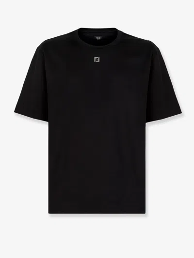 Fendi Men Cotton T-shirt With Ff Detail In Multi