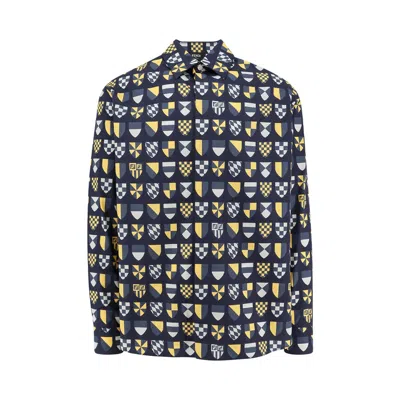 Fendi Men's Crest-print Wovem Shirt In Multi