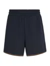 Fendi Dark Blue Ff Jacquard Bermuda Shorts In Black