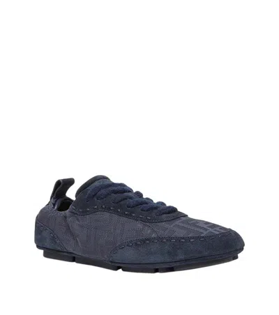 Fendi Dark Blue Lace-up Sneakers