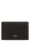 Fendi Men Dark Brown Leather Selleria Card Holder In Brown