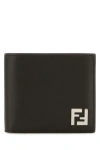 Fendi Ff Leather And Canvas Brown Bi-fold Wallet Men In Brown