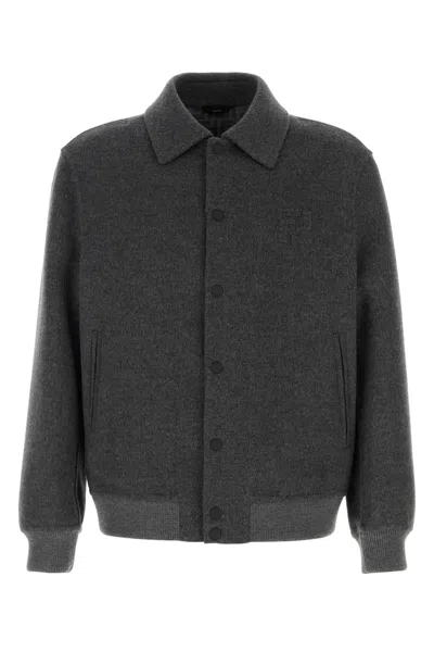 FENDI FENDI MEN DARK GREY WOOL BLEND JACKET