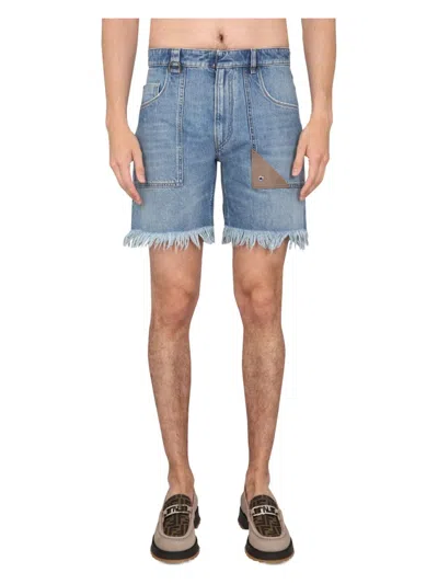 FENDI MEN'S DENIM BERMUDA SHORTS
