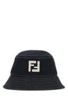 Fendi Ff-motif Denim Bucket Hat In Black
