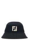 Fendi Ff-motif Denim Bucket Hat In Blue