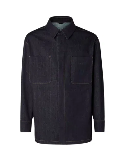 Fendi Men Denim Jacket In Black