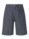Fendi Ff Jacquard Denim Shorts In Blue