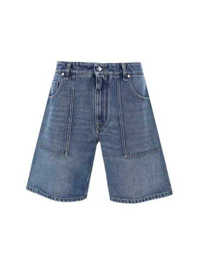 Fendi Men Denim Shorts In Multicolor