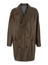 Fendi Double-breasted Leather Coat Coats And Trench Coats Brown In Brown