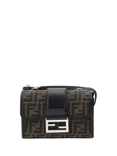 Fendi Men Double Baguette Shoulder Bag In Brown