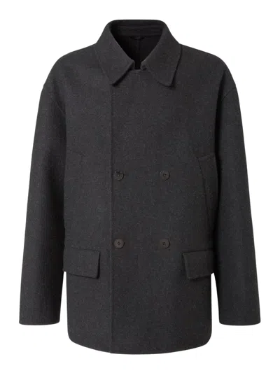 Fendi Felt Wool Coat Coats And Trench Coats Gray In Black