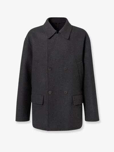 Fendi Felt Wool Coat Coats And Trench Coats Gray In Black