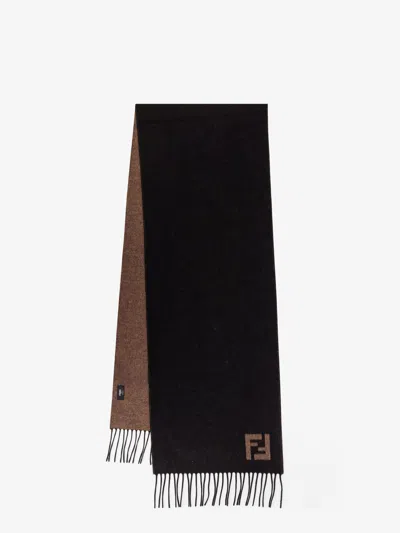 Fendi Men Double Ff Wool And Cashmere Scarf In Black