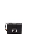 Fendi Double Baguette Grained Leather Messenger Bag In Black