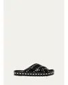 Fendi Stud-embellished Crossover-strap Sandals In Nero Palla