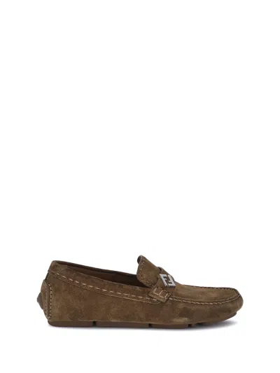 Fendi Men Driver Loafers In Green