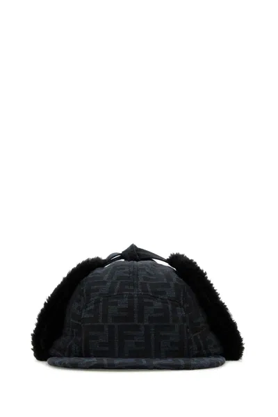 Fendi Men Embroidered Canvas Hat In Multicolor