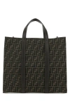 Fendi Men Embroidered Canvas Shopping Bag In Multicolor