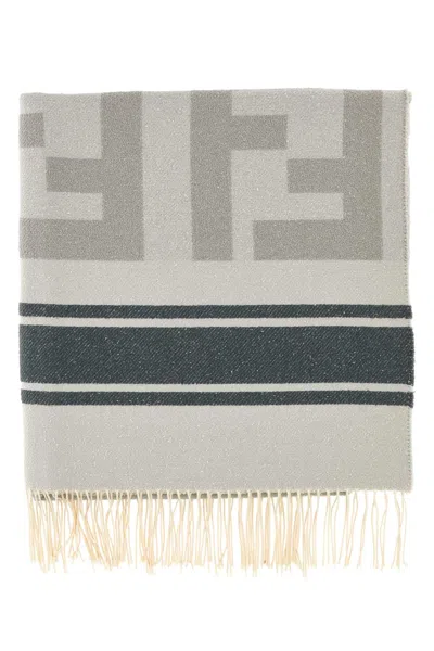 FENDI FENDI MEN EMBROIDERED COTTON BLEND BEACH TOWEL