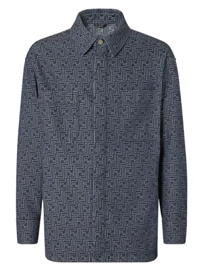 FENDI MEN'S EMBROIDERED DENIM JACKET