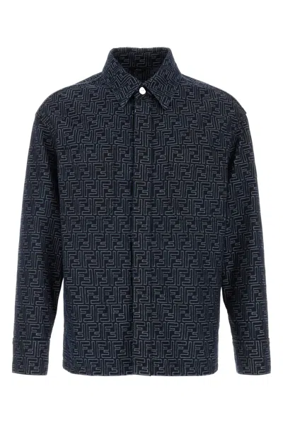 FENDI FENDI MEN EMBROIDERED DENIM JACKET