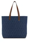 Fendi Men Blue Shopper With Long Handles And All Over Ff Motif In Cotton Man