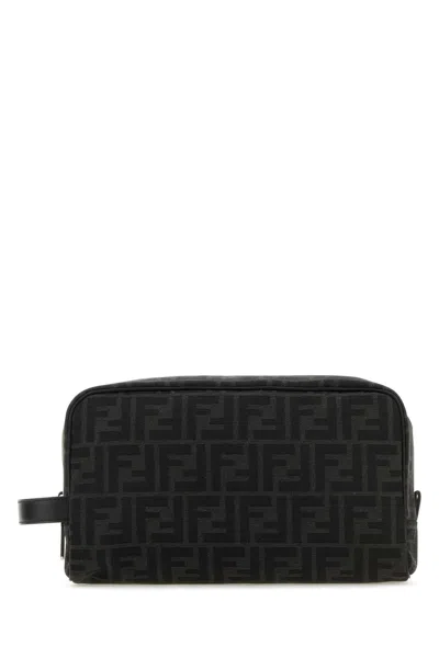 Fendi Men Embroidered Fabric Ff Beauty Case In Multicolor