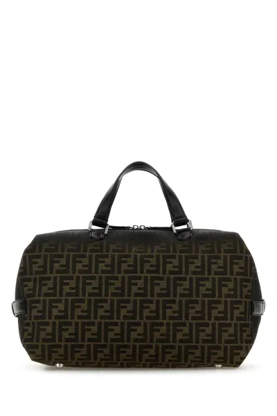 Fendi Men Embroidered Fabric Medium  Siesta Ff Eclissi Travel Bag In Multicolor