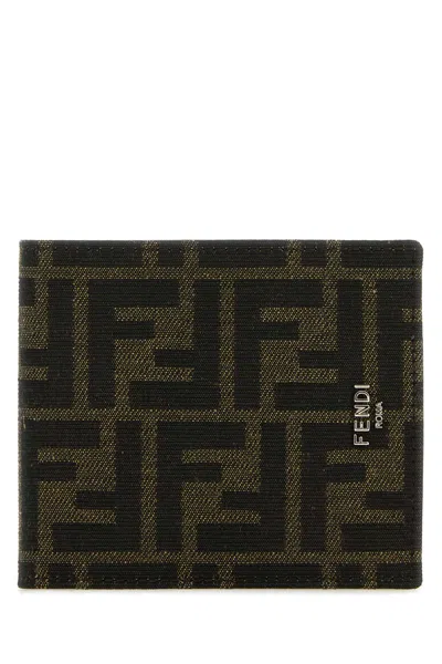 Fendi Men Embroidered Jacquard Wallet In Multi