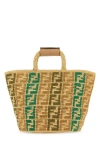 Fendi Men Embroidered Raffia Ff Shopper Shopping Bag In Multicolor