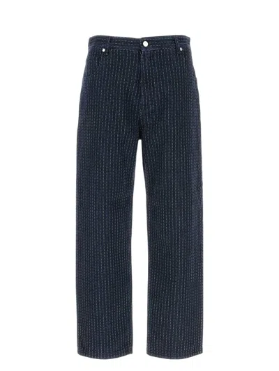 FENDI MEN'S EMBROIDERED STRETCH DENIM JEANS