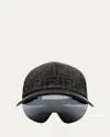 Fendi Men's Eyecap Shield Sunglasses With Baseball Cap