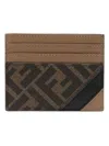 Fendi Men's Fabric Ff Motif Card Holder In Brown
