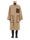 Fendi Logo Monogram Reversible Trench Coat In Beige