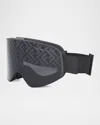 Fendi Men's Fe40152um Ski Goggles In Shiny Blackblu Mirror