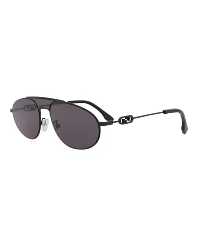 Pre-owned Fendi Men's  Aviator Sunglasses 01a) In Black Black Smoke (fe40072u/y/57