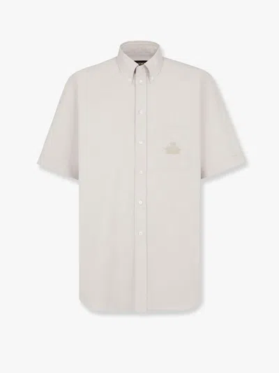 FENDI FENDI MEN OXFORD SHIRT WITH FENDI CREST EMBROIDERY