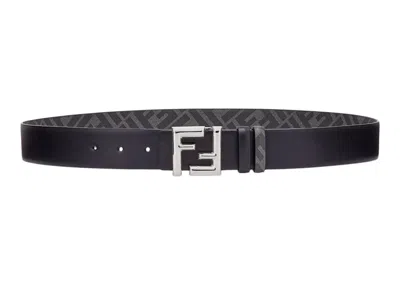 Pre-owned Fendi Men's  By Marc Jacobs Ff Belt Leather Reversible Belt In Black