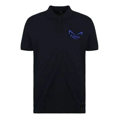 Pre-owned Fendi Men's  Casual Short Sleeve Dark Blue Faf510a68rf0v6w Sale Item