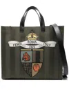 Fendi Structured Tote Bag With Detachable Strap And Top Handles In Green
