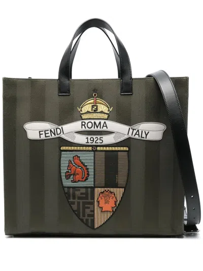 FENDI FENDI MEN FENDI CLUB PEQUIN CANVAS SHOPPER BAG