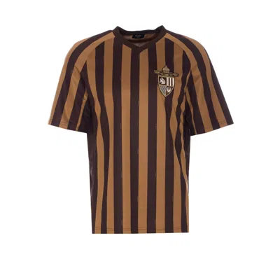 Fendi Men  Crest Pequin Stripe T-shirt