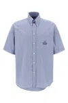 Fendi Embroidered-pocket Short-sleeve Shirt In Blue