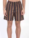 Fendi Printed Polyester Swimming Shorts In Brown
